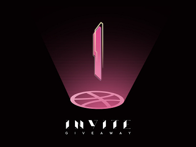 Dribbble Invite x1 | Closed cyber cyberpunk dribbble invite dribbble invite giveaway geometric giveaway holographic mark neon neon light number pink symbol tech techno vector