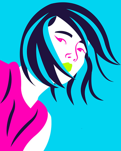 Josy abstract art artwork character cyan digital art digital painting editorial art girl girls illustration neon neon colors pop art popart