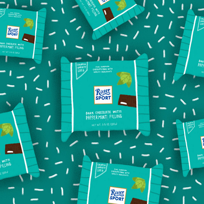 Papermint chocolate chocolate packaging design patterns illustration rittersport