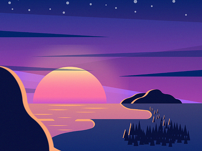 Sunset magic colorful illustration illustrator landscape magic sun sunset sunshine