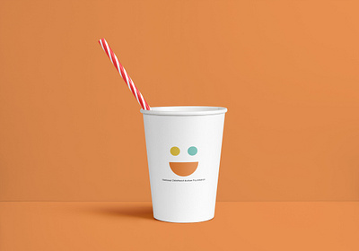 Paper cup with shape logo branding design logo