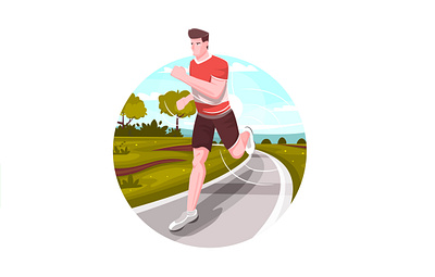 Runner in the Park cartoon design flat illustration minimal people poster sport vector