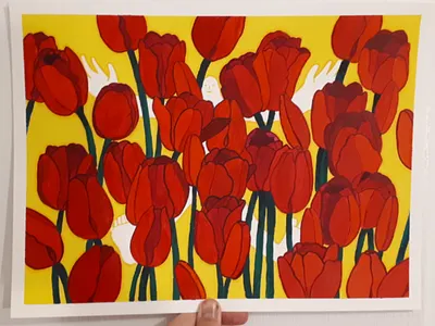 Spring acrylic illustration paint painting spring