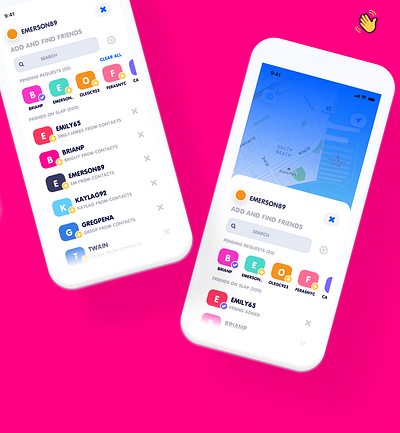 Add and Find Friends - Slap! app design feed ios iphone location mobile social ui