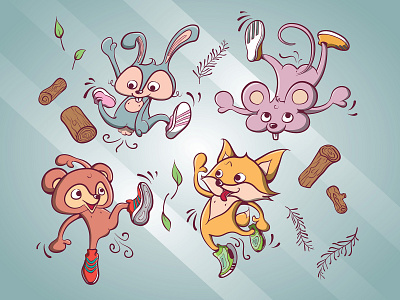 Wild Critters adidas animal cute illustration vector