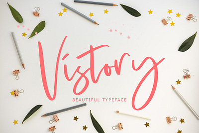 Vistory Modern Script Font beautiful brush calligraphy elegant font hand handwritten lettering ligature luxury modern script signature typography wedding