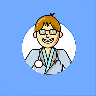 doctor-blue-illustration-with-eyeglass covid19 doctor icon set iconography illustraion