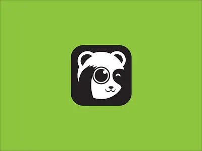 Camera Panda abstract animal icon logo mascot modern playful vector