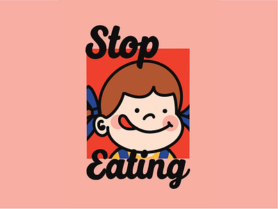 STOP EATING cartoon character design illustration japanese kawaii pekochan portrait