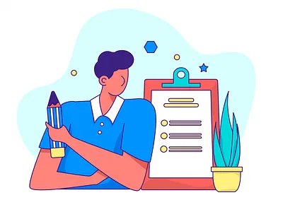 Men who invited the survey branding color cooperation creative flat gift illustrate invite invite friends llustration man read redbag ui vector woman work