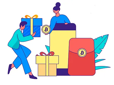 invite friends branding color creative flat gift illustrate invite invite friends llustration man redbag ui vector woman work