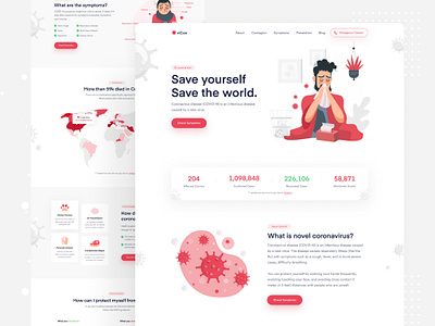 nCovid - Coronavirus Awareness Landing Page awareness colorful corona coronavirus covid 19 creative healthcare illustration landing landing page minimal prevention ui ux website