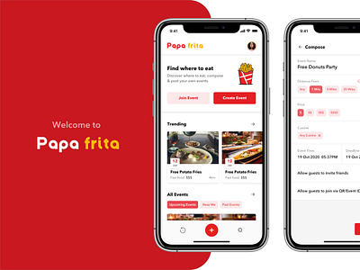 Food event app design add app app design compose edit event food illustration interaction design ios material design publish trending ui ux