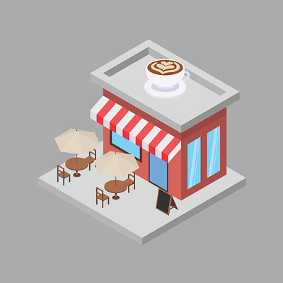 Cafe cafe coffee design flat illustration illustrator isometric isometric art vector