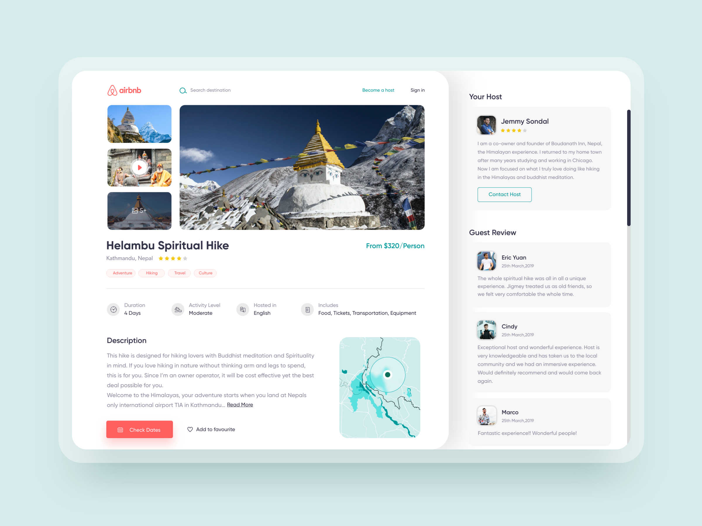 Example of Airbnb Experience details page redesign