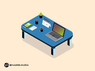 Desk. design draw drawing flat illustration isometric vector