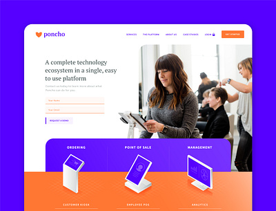 Poncho Website app bold branding design homepage landingpage technology ui ux web web design website