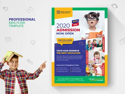 Kids School Learning Education Admission Flyer activities admission advertisement art class brochure camp children college education flyer enrolment flyer group junior kids flyer kids party kids school flyer leaflet open pamphlet