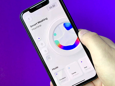 Washing machine 🌀 animation app blue card clean dimest gif motion neumorphism smarthome ui ux washing
