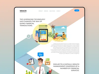 Wealth Management Landing Page clean ui creative home page illustration art illustrations landing page minimal minimalist modern design money money management product design typography ui user experience design user interface design ux visual design wealth management web design