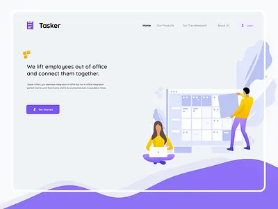 Tasker Product concept | Landing Page | Light Mode adobe animation design grey greyshade icon illustration logo minimal simple sketch ui ux vector web webdesign website