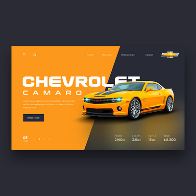 Web Design for Chevrolet Camaro car chevrolet landingpage orange sports store ui uidesign uiux uxui web store webdesign