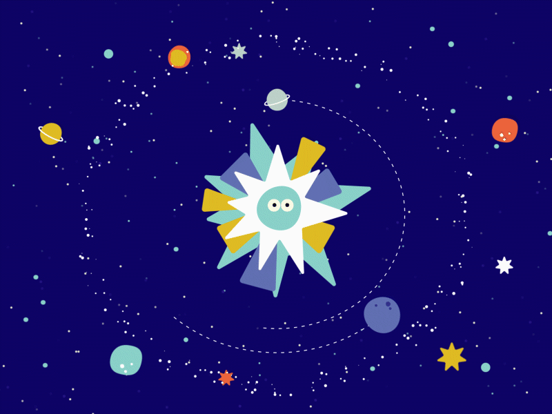 Cosmic - Stellar system animation design flat flatdesign gif illustration minimal vector