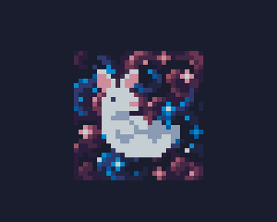 you have been visited by a space bunny character design design digital art easter easter bunny gamedev illustration pixel art retro space