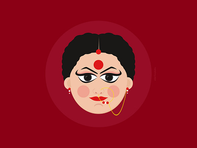 দুর্গা/Durga art charecter coreldraw design flat icon illustration portait portrait vector