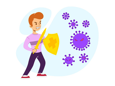 Strong Antibodies Against Viruses coronavirus cute design flat illustration minimal vector