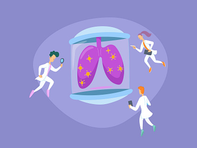 Examining Infected Lungs coronavirus cute design doctor flat illustration minimal vector