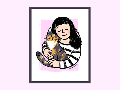 Portrait cat cat lover cute art digital illustration digital portrait drawing girl portrait illustration illustrator lovely minimalist minimalistic portrait illustration simple art simple illustration