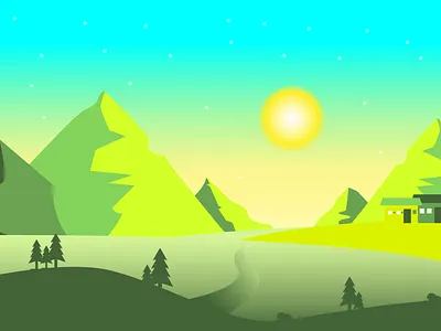 Childhood Memory adobe illustrator design art flatdesign ilustrator mountain view