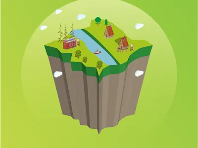 3D Island illustrator 3d artist branding design illustration island isomatric isometric art