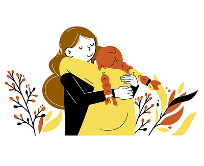 Vector girls hugs illustration art autumn autumn leaves character character design characters flowers friends friendship girl girl character girls hugs illustration illustrator leaf social media banner vector