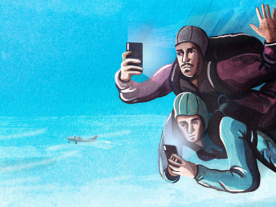 Social Media / Phone Reality - Skydiving art artist concepts design digital digital illustration digitalart drawing figure figure study fine art gouache idea illustration illustrator illustrator art painting paintings photoshop watercolour
