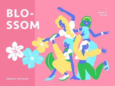 Spring Blossom april color dance flora flower friends girls illustration magazine music pink young youth