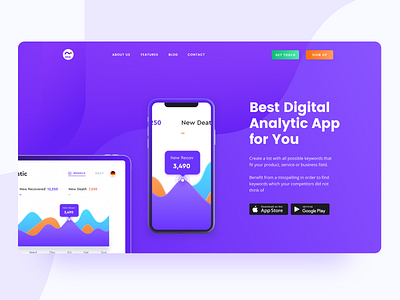 Digital Analytic SAAS Landing Page app landing page apps creative dashboard digital hero illustration landing page minimal saas ui design ux design