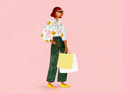 Spring girl 🌸 female character illustration illustration art illustrator kids illustration motif outfit shopping trendy trendy pattern