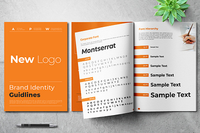 Brand Guidelines Template brand branding branding design brochure business clean download elegant free guide guidelines magazine manual modern orange portfolio template