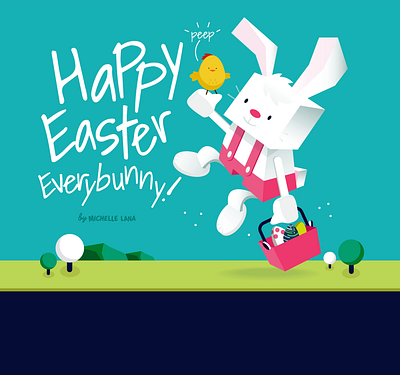 Happy Easter! bunny cartoon easter bunny easter illustration eggs michelle lana peeps vector illustration