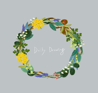 Illustration: Wildflower wreath botanical illustration floral flowers herbal illustration wildflowers