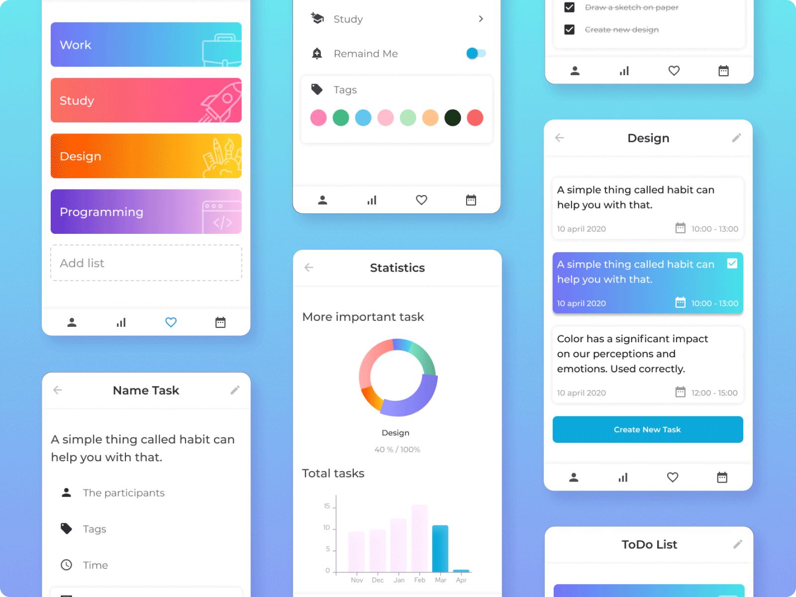 To-do app black theme design mobile app to do app ui ux design