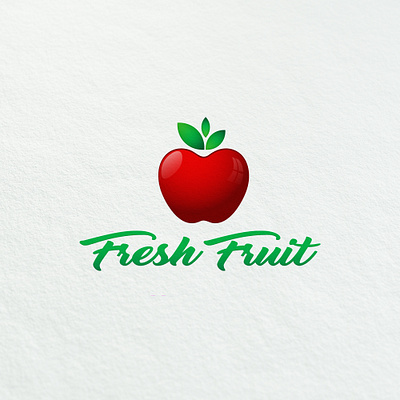 LOGO DESIGN for Fresh Fruit branding design flat fresh fruit green icon logo logo design minimal red typography vector white background