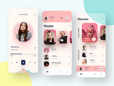 Music App Design 2020 app application clean color colour design figma icon mobile mobile app mobile app design mobile ui music music app music player ui ux