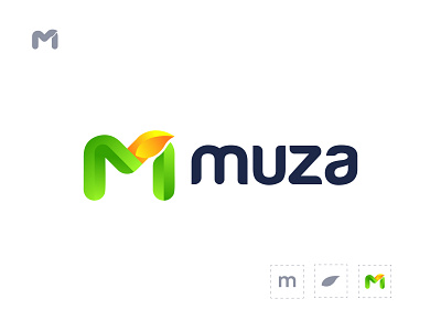 Juice Brand Logo - Muza brand brand identity brand mark branding design food logo gradient green icon juice leaf logo logo design logo designer m letter logo m logo modern logo monogram organic symbol