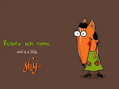 Funny fox animal beauty cartoon character dress flat fox outline vector