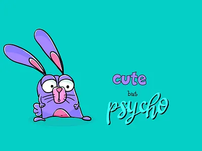 Funny bunny bunny cute flat funny illustration hare psycho rabbit