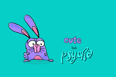 Funny bunny bunny cute flat funny illustration hare psycho rabbit