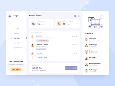 Online education platform clean colors dashboad e learning education students teacher uidesign ux